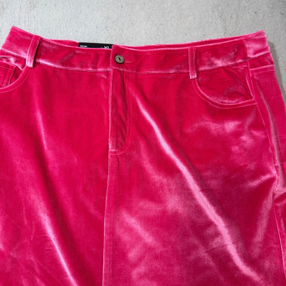 Lucky & Blessed Velvet Mini Skirt Womens XL Pink High Rise Butt Shaping New Tags